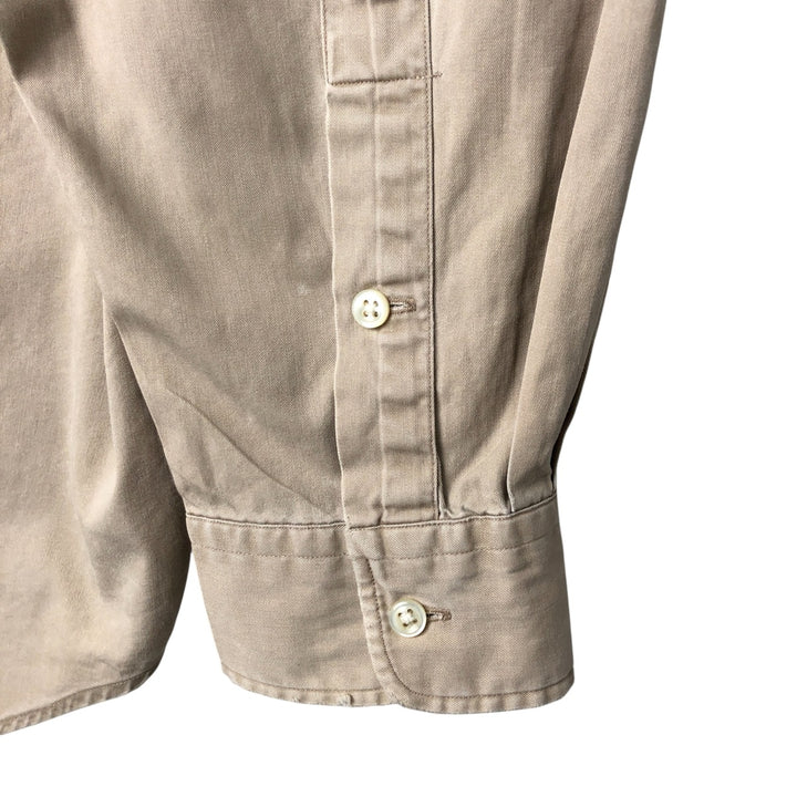 Ralph Lauren BLAKE long sleeve button down shirt, men's XL size cotton beige type brown Vintage Second Hand