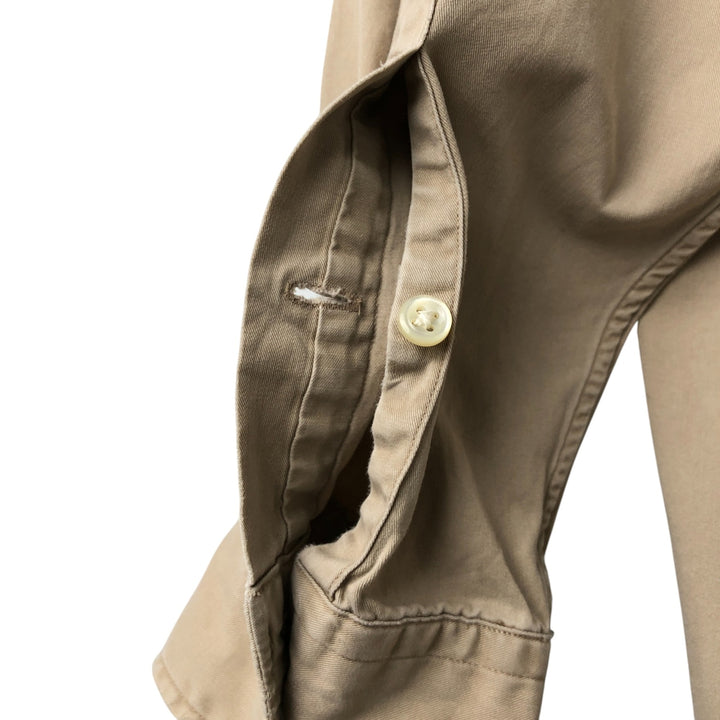 Ralph Lauren BLAKE long sleeve button down shirt, men's XL size cotton beige type brown Vintage Second Hand