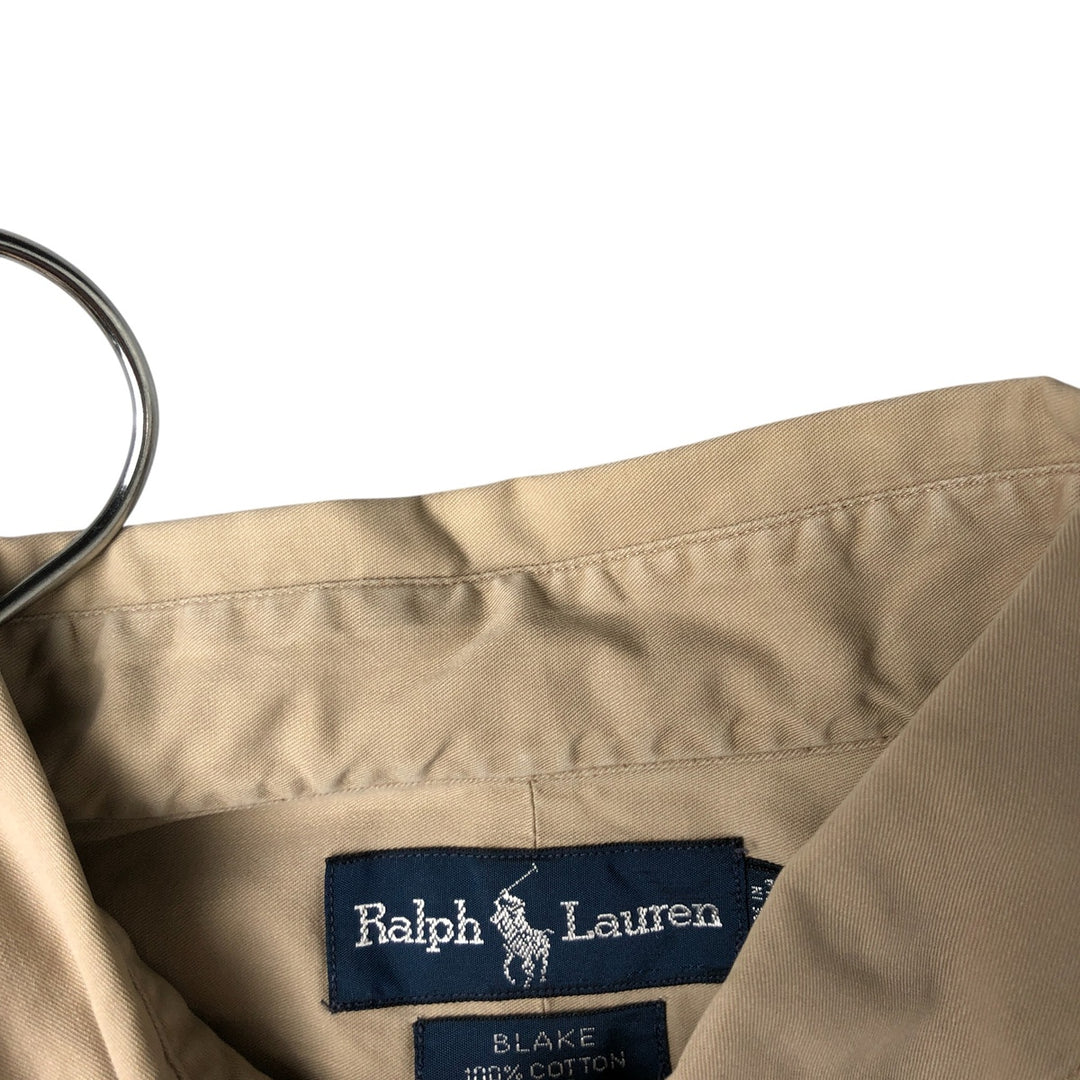 Ralph Lauren BLAKE long sleeve button down shirt, men's XL size cotton beige type brown Vintage Second Hand