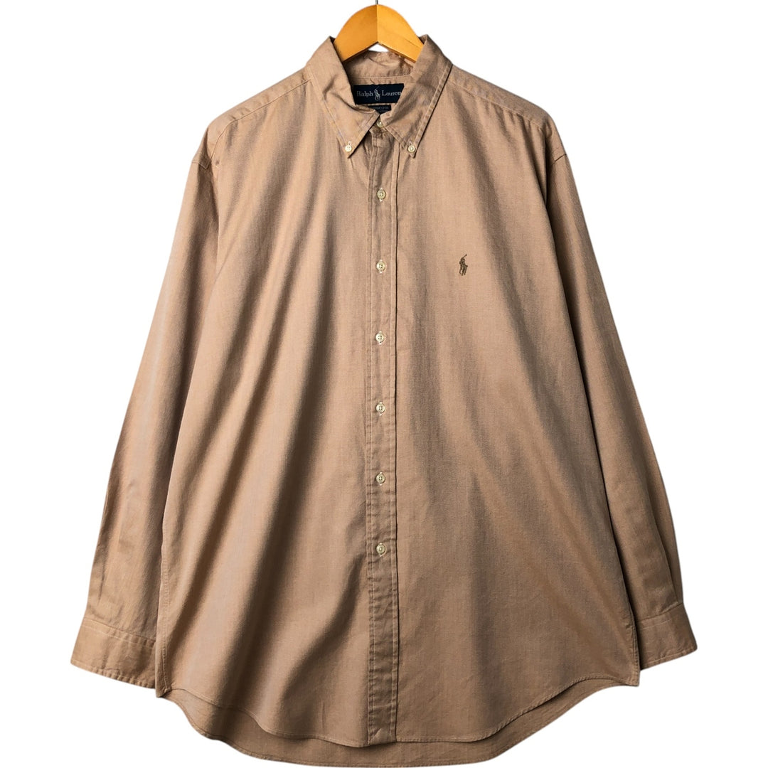 Ralph Lauren YARMOUTH long sleeve button down shirt, men's size L cotton Beige type Vintage Second Hand