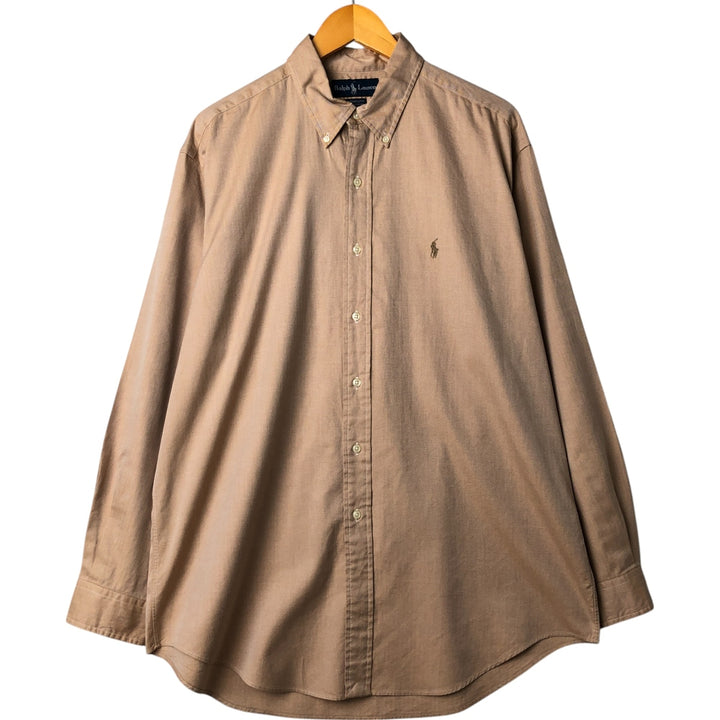 Ralph Lauren YARMOUTH long sleeve button down shirt, men's size L cotton Beige type Vintage Second Hand