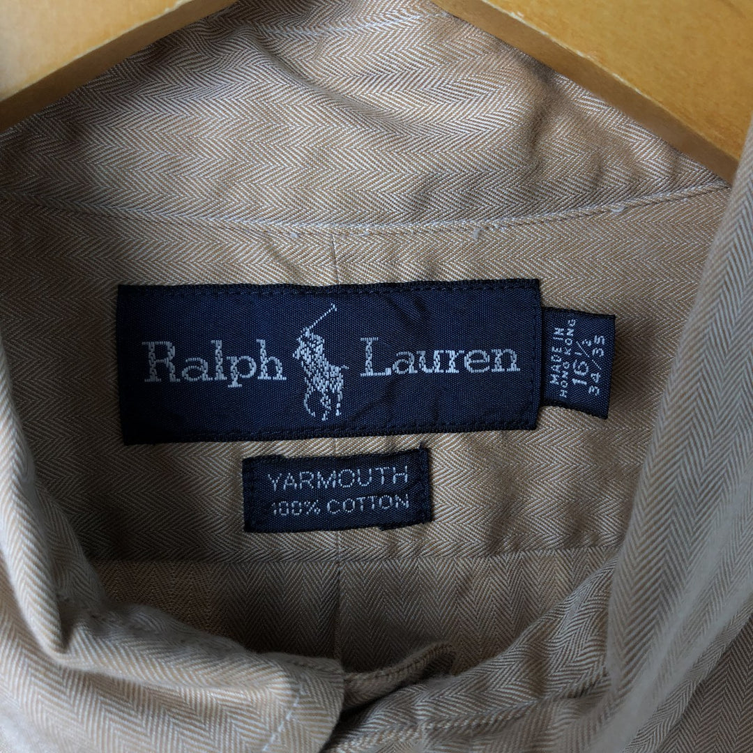 Ralph Lauren YARMOUTH long sleeve button down shirt, men's size L cotton Beige type Vintage Second Hand