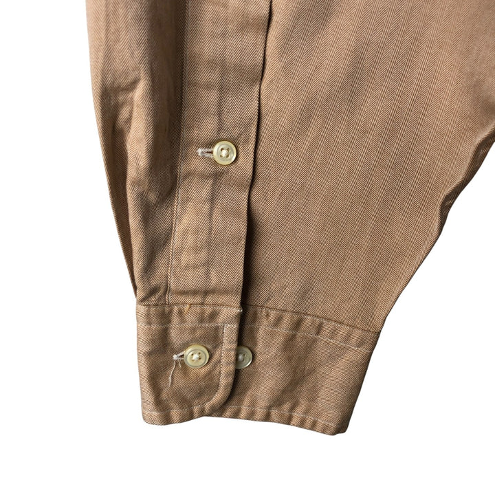Ralph Lauren YARMOUTH long sleeve button down shirt, men's size L cotton Beige type Vintage Second Hand