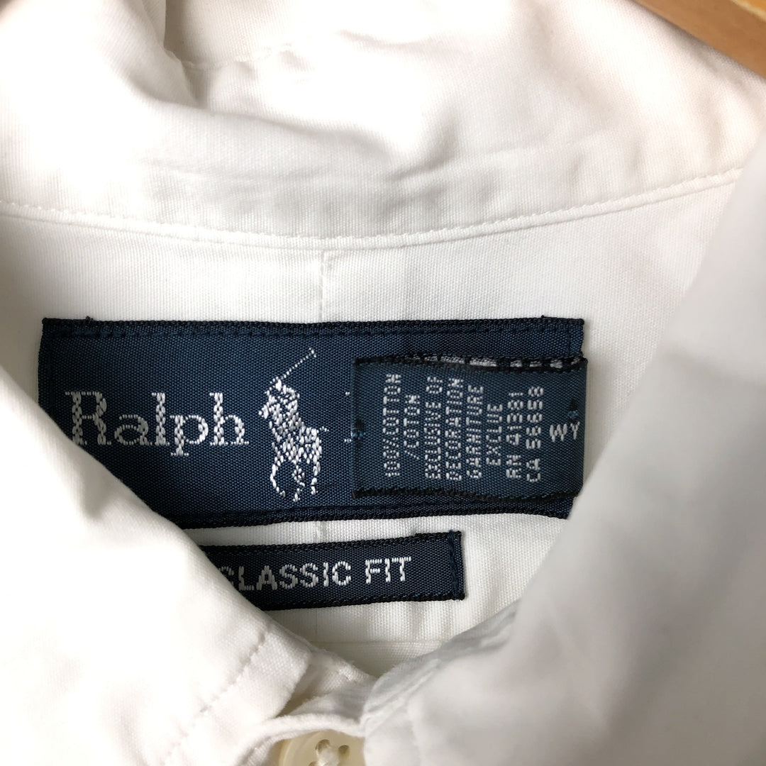 Ralph Lauren Classic Fit Long Sleeve Button Down Shirt Men's XL cotton white type Vintage Second Hand