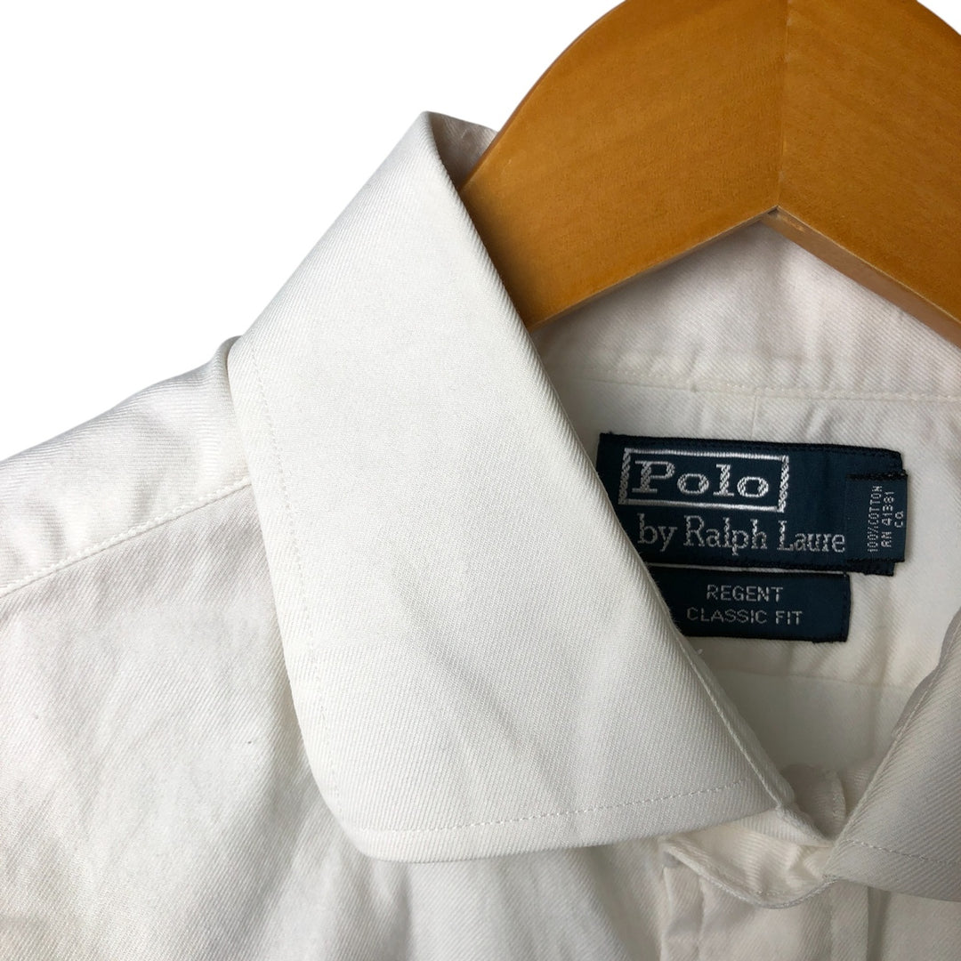 Ralph Lauren REGEND CLASSIC FIT wide collar long sleeve cotton shirt, men's size L cotton white type Vintage Second Hand