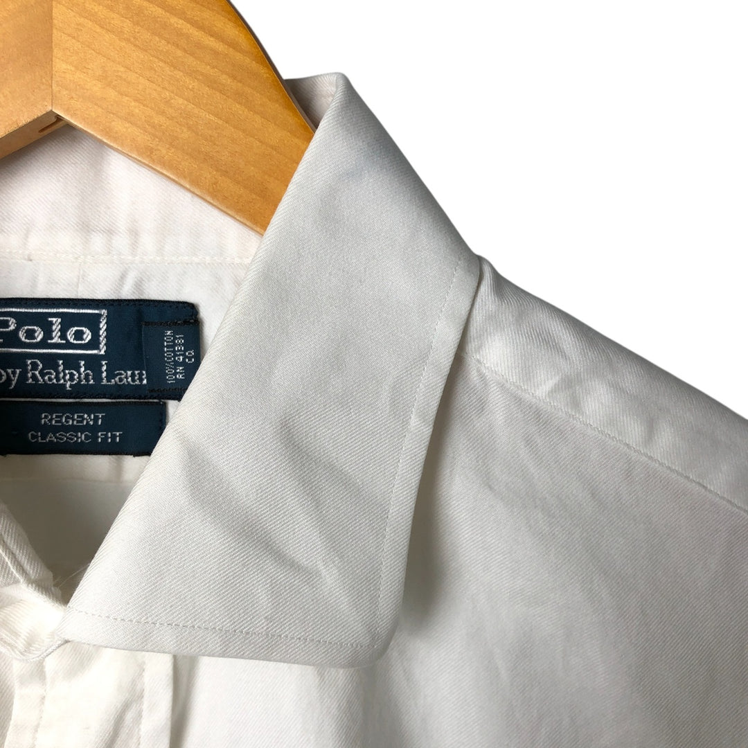 Ralph Lauren REGEND CLASSIC FIT wide collar long sleeve cotton shirt, men's size L cotton white type Vintage Second Hand