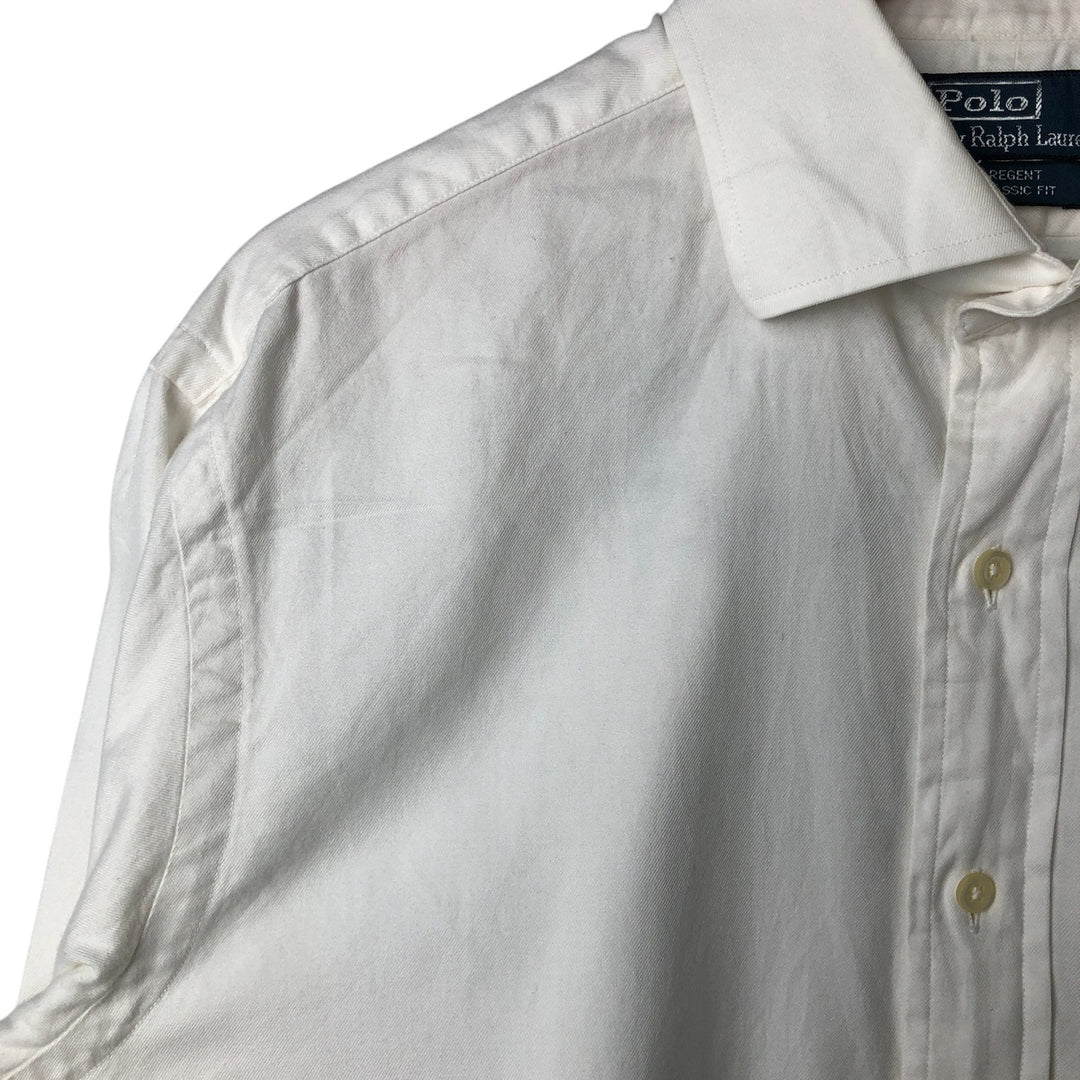 Ralph Lauren REGEND CLASSIC FIT wide collar long sleeve cotton shirt, men's size L cotton white type Vintage Second Hand