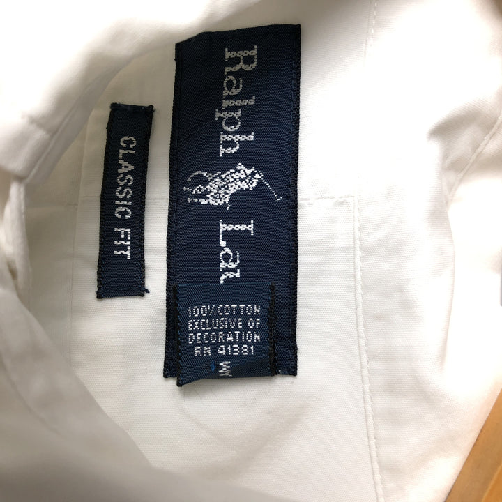 Ralph Lauren Classic Fit Long Sleeve Button Down Shirt, Men's Size L cotton white type Vintage Second Hand