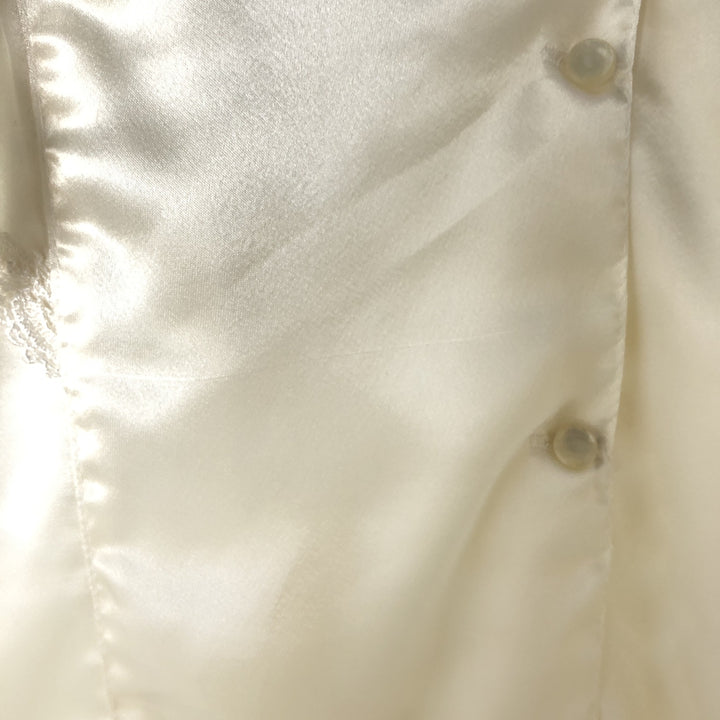 SAN ANDRE High-Neck Lace Long-Sleeve Ruffle Blouse, Made in USA, Women's Size Small polyester pale white type Vintage Second Hand