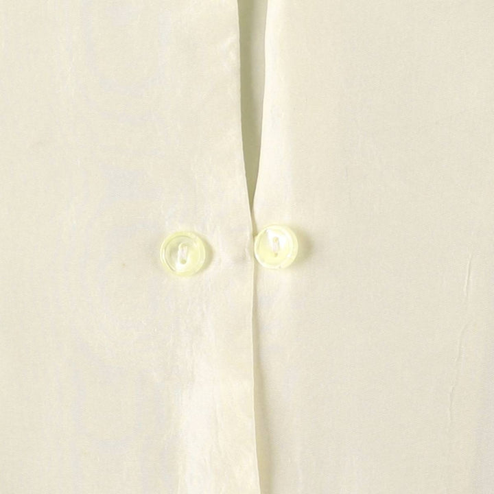 CLIO Open Collar Long Sleeve Silk Shirt, Box Shirt, Women's Size S silk pale white type Vintage Second Hand