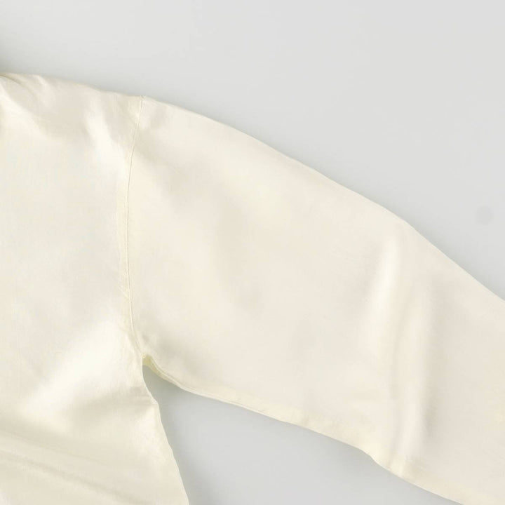 CLIO Open Collar Long Sleeve Silk Shirt, Box Shirt, Women's Size S silk pale white type Vintage Second Hand