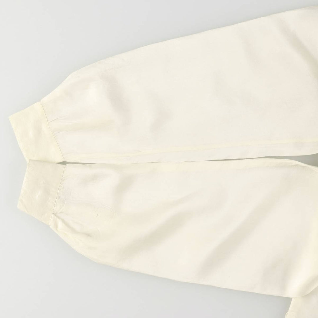 CLIO Open Collar Long Sleeve Silk Shirt, Box Shirt, Women's Size S silk pale white type Vintage Second Hand