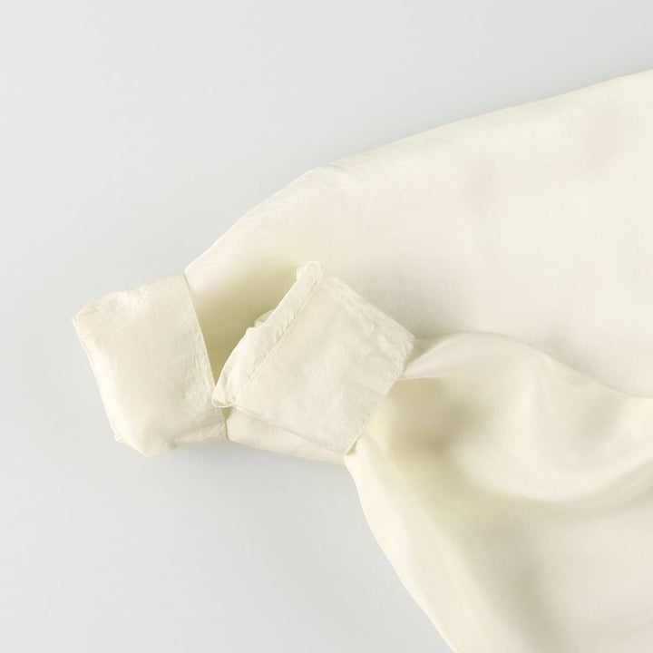 CLIO Open Collar Long Sleeve Silk Shirt, Box Shirt, Women's Size S silk pale white type Vintage Second Hand