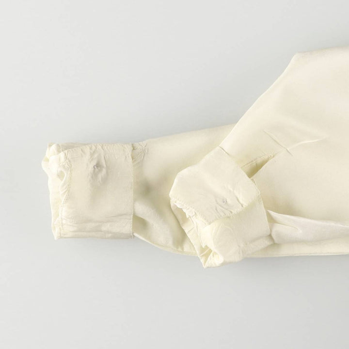 CLIO Open Collar Long Sleeve Silk Shirt, Box Shirt, Women's Size S silk pale white type Vintage Second Hand