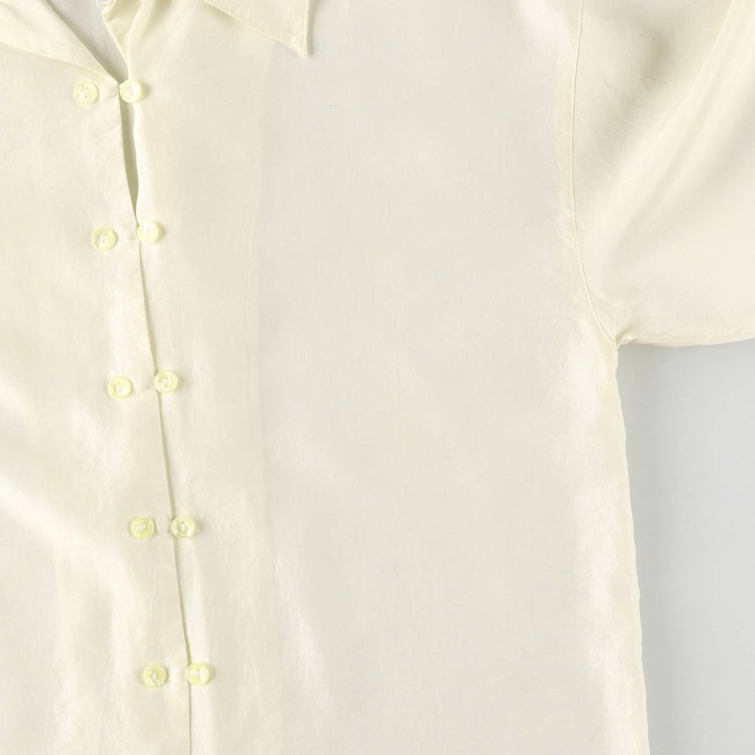 CLIO Open Collar Long Sleeve Silk Shirt, Box Shirt, Women's Size S silk pale white type Vintage Second Hand