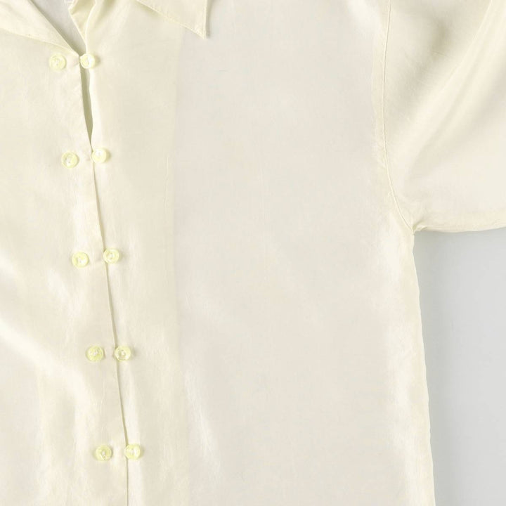CLIO Open Collar Long Sleeve Silk Shirt, Box Shirt, Women's Size S silk pale white type Vintage Second Hand
