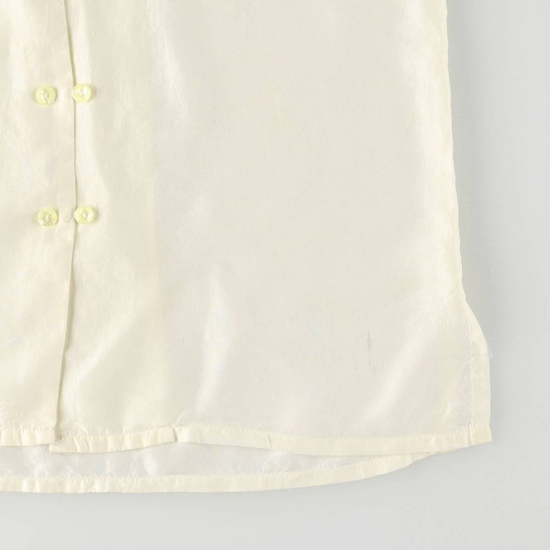 CLIO Open Collar Long Sleeve Silk Shirt, Box Shirt, Women's Size S silk pale white type Vintage Second Hand