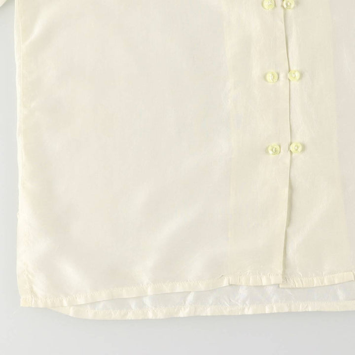 CLIO Open Collar Long Sleeve Silk Shirt, Box Shirt, Women's Size S silk pale white type Vintage Second Hand