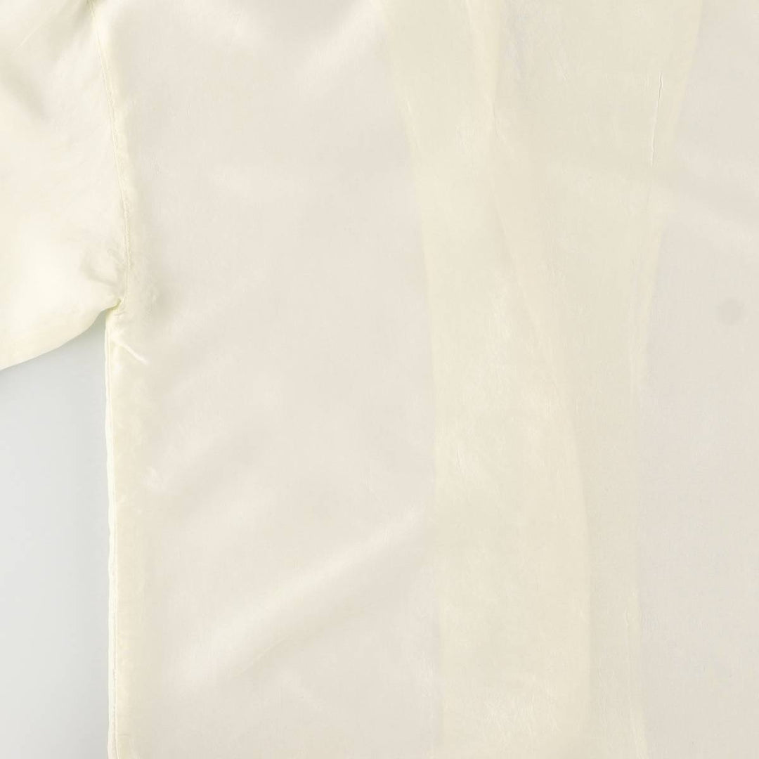 CLIO Open Collar Long Sleeve Silk Shirt, Box Shirt, Women's Size S silk pale white type Vintage Second Hand