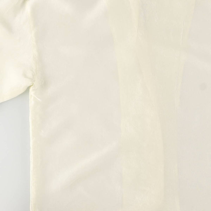 CLIO Open Collar Long Sleeve Silk Shirt, Box Shirt, Women's Size S silk pale white type Vintage Second Hand