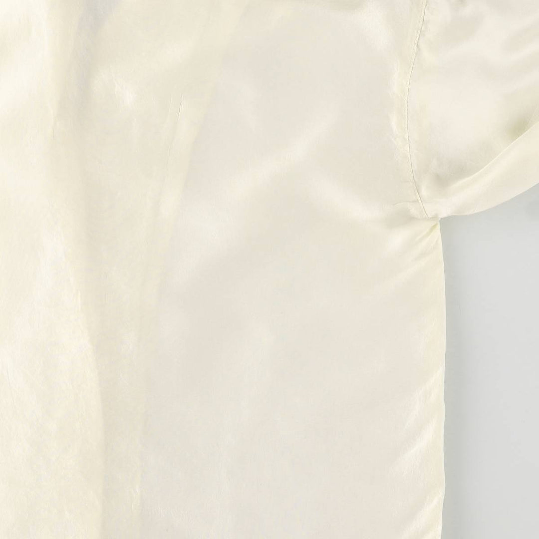 CLIO Open Collar Long Sleeve Silk Shirt, Box Shirt, Women's Size S silk pale white type Vintage Second Hand