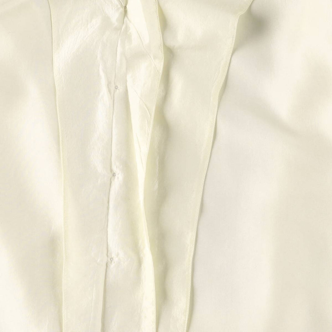 CLIO Open Collar Long Sleeve Silk Shirt, Box Shirt, Women's Size S silk pale white type Vintage Second Hand