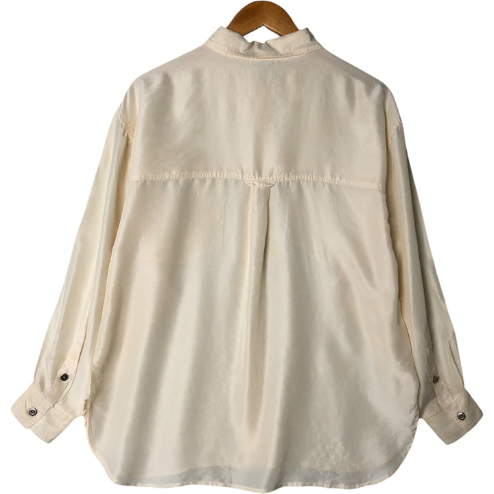 Gloria Vanderbilt long-sleeved silk shirt, women's size L silk ivory Vintage Second Hand