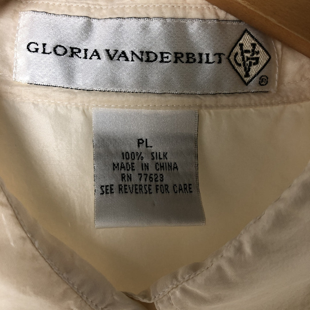 Gloria Vanderbilt long-sleeved silk shirt, women's size L silk ivory Vintage Second Hand
