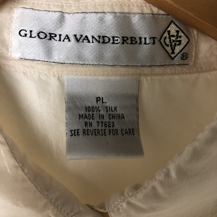 Gloria Vanderbilt long-sleeved silk shirt, women's size L silk ivory Vintage Second Hand