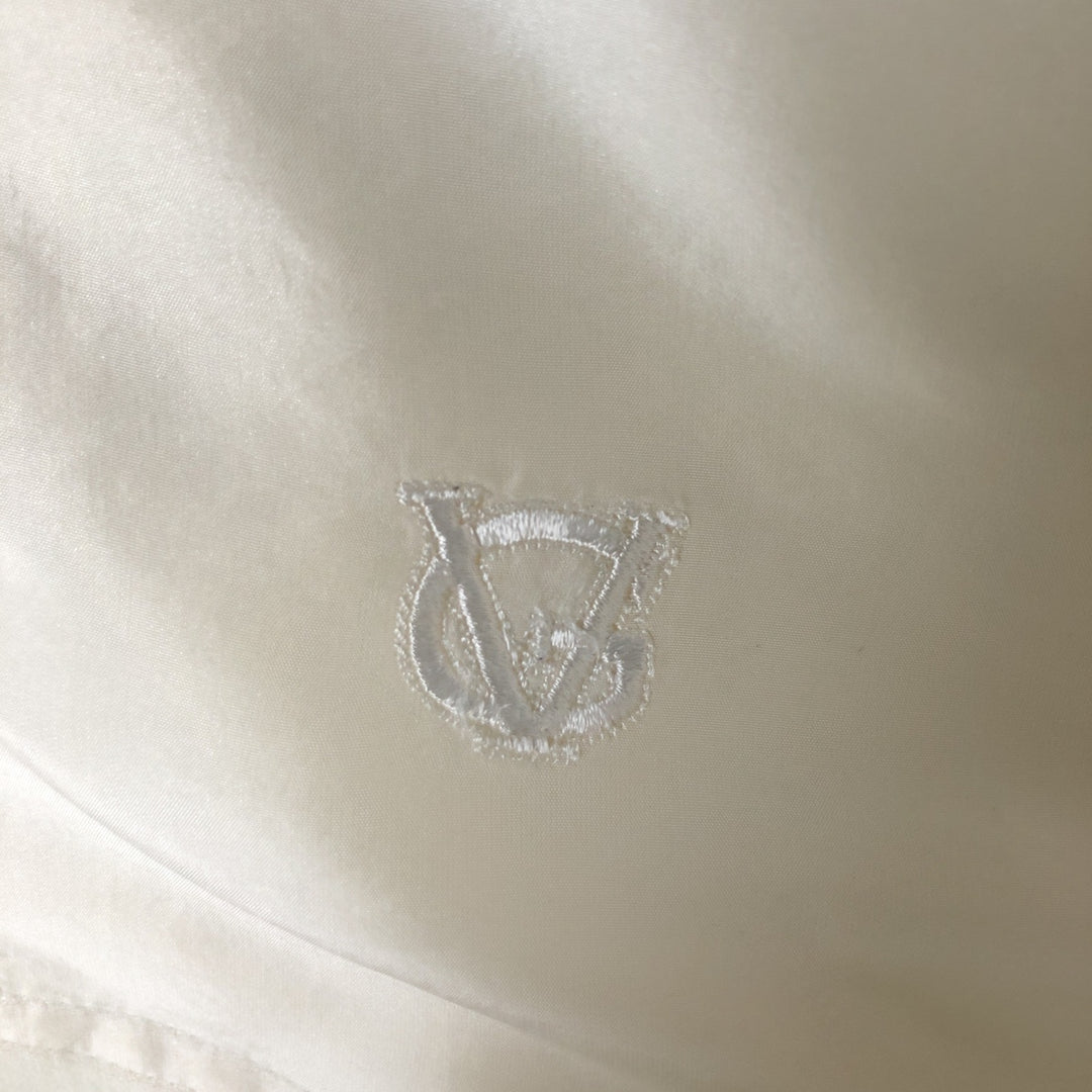 Gloria Vanderbilt long-sleeved silk shirt, women's size L silk ivory Vintage Second Hand