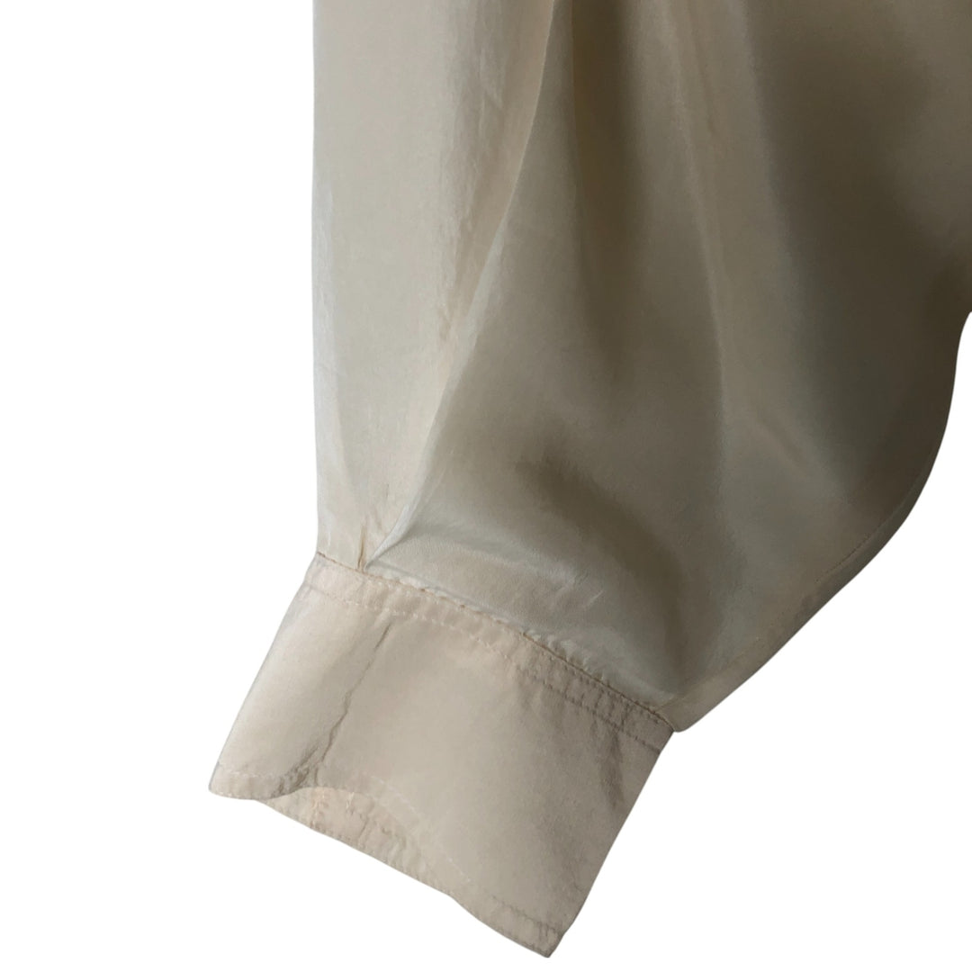 Gloria Vanderbilt long-sleeved silk shirt, women's size L silk ivory Vintage Second Hand