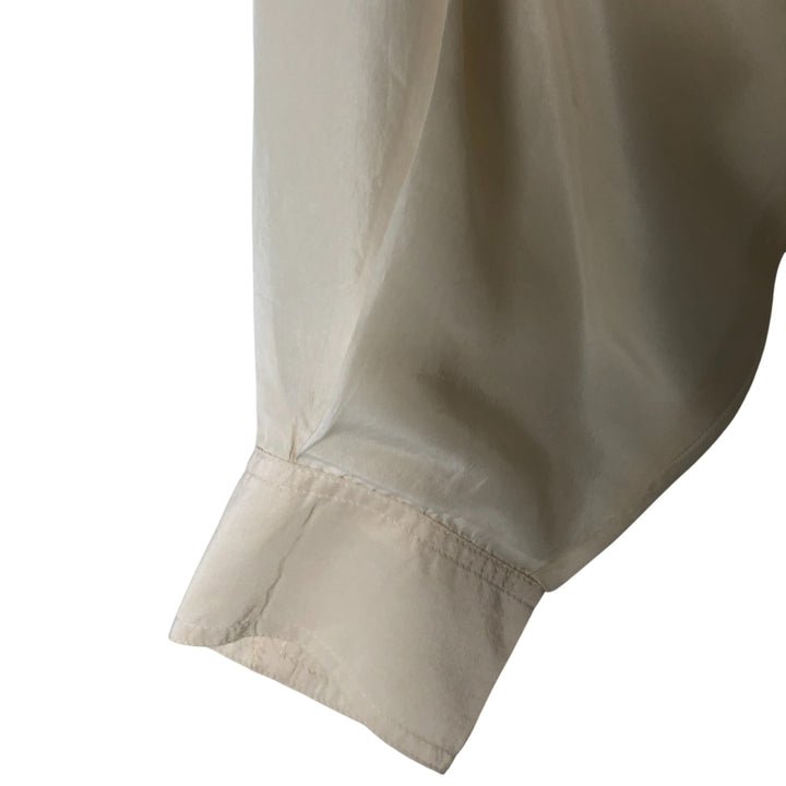 Gloria Vanderbilt long-sleeved silk shirt, women's size L silk ivory Vintage Second Hand
