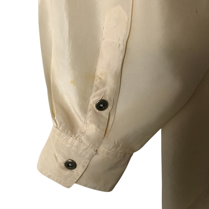 Gloria Vanderbilt long-sleeved silk shirt, women's size L silk ivory Vintage Second Hand