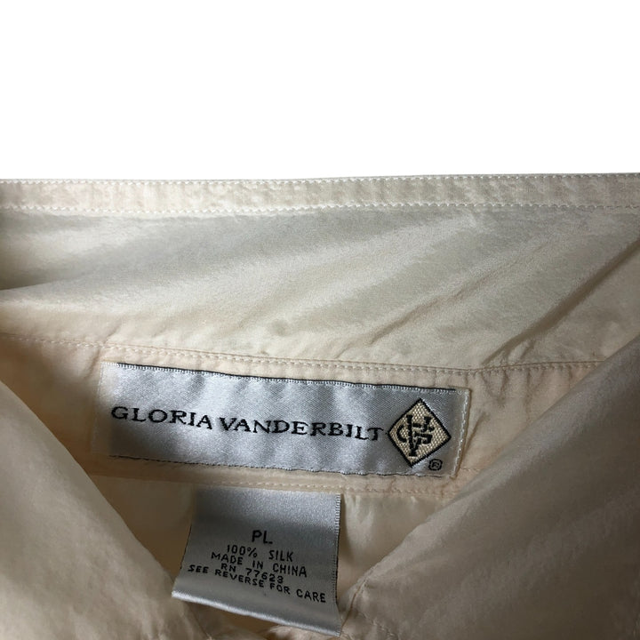 Gloria Vanderbilt long-sleeved silk shirt, women's size L silk ivory Vintage Second Hand