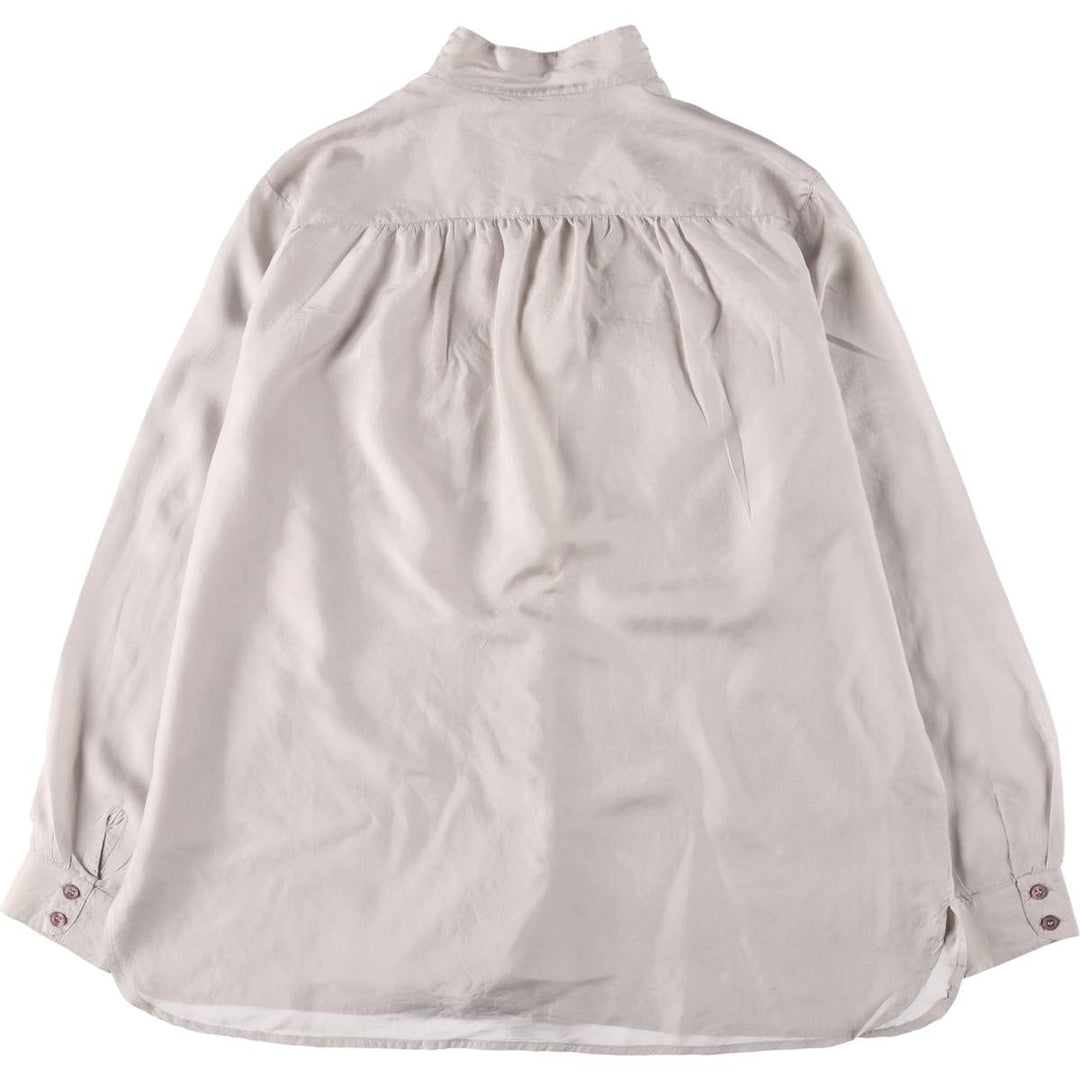 ESPRIT Stand Collar Long Sleeve Silk Shirt, Women's Size L silk gray type Vintage Second Hand