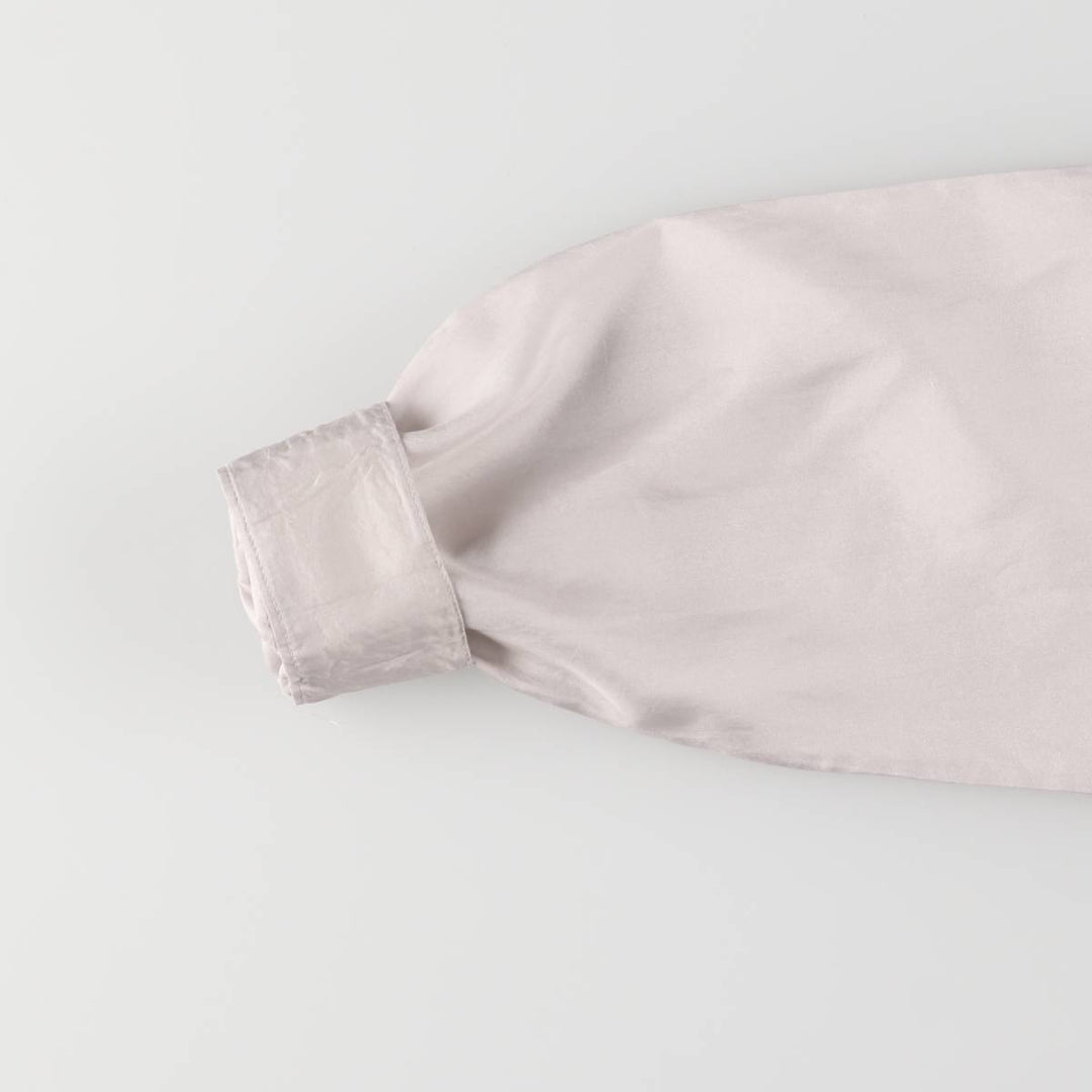 ESPRIT Stand Collar Long Sleeve Silk Shirt, Women's Size L silk gray type Vintage Second Hand
