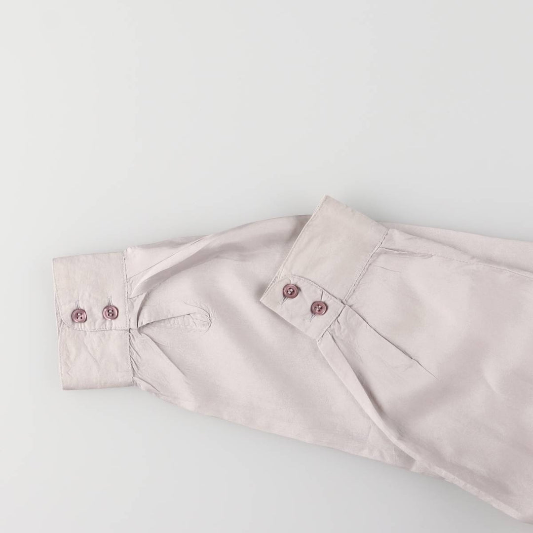 ESPRIT Stand Collar Long Sleeve Silk Shirt, Women's Size L silk gray type Vintage Second Hand