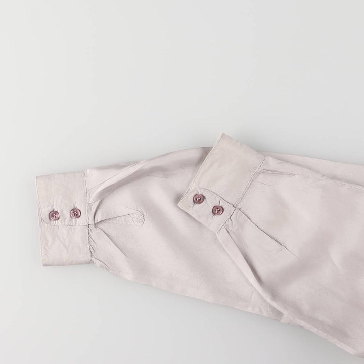ESPRIT Stand Collar Long Sleeve Silk Shirt, Women's Size L silk gray type Vintage Second Hand
