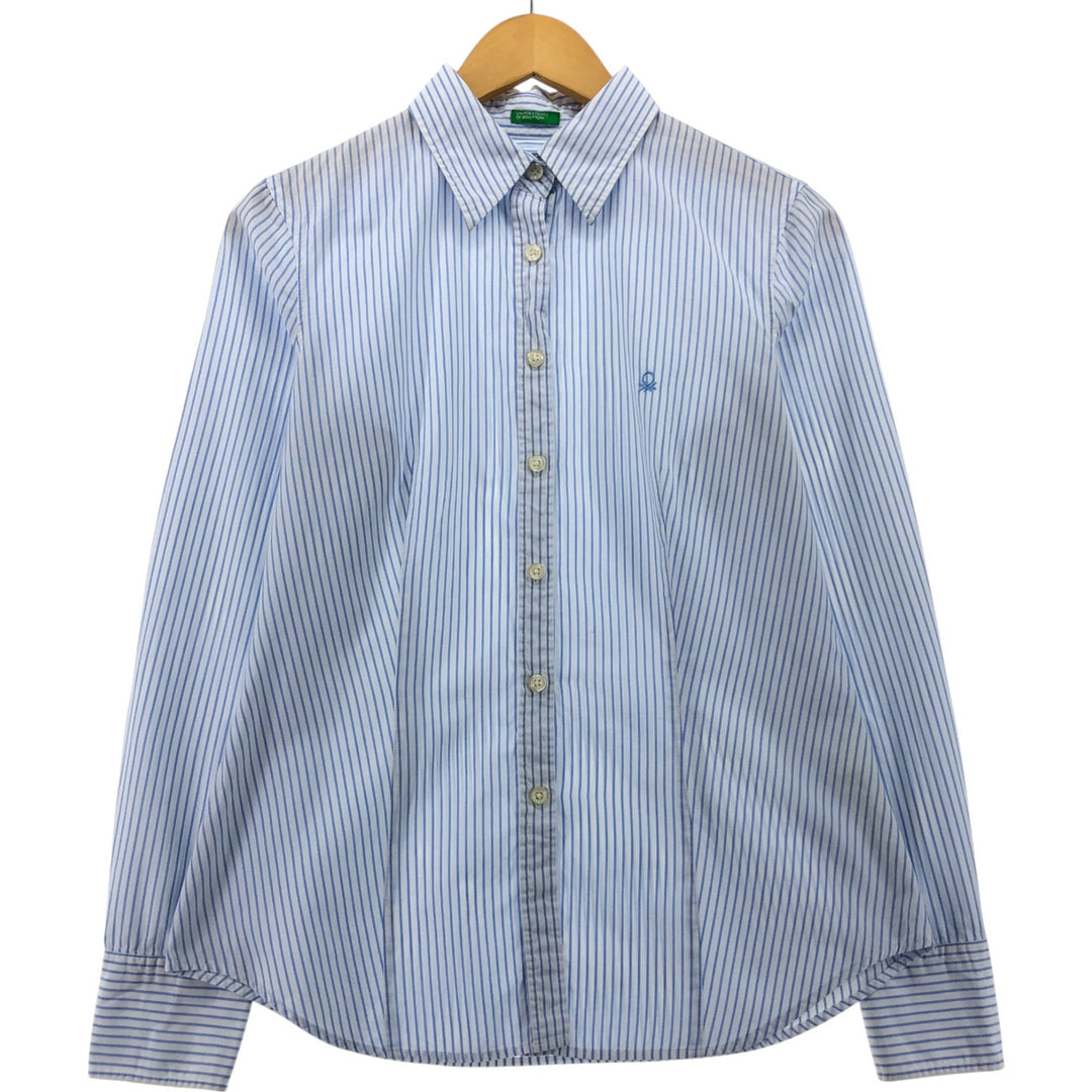 UNITED COLORS OF BENETTON Long Sleeve Striped Shirt Women's Size S unclear white type Vintage Second Hand