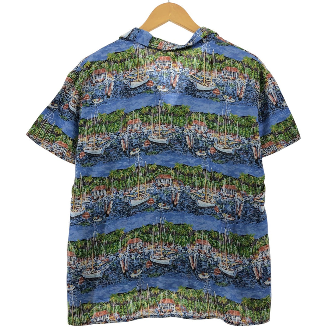 Reyn Spooner GUY BUFFET all-over print open collar rayon Hawaiian aloha shirt box shirt women's size M Rayon blue type Vintage Second Hand