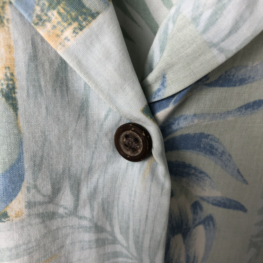 80s-90'S Reyn Spooner Diamond Head Tag All-Over Pattern Open Collar Hawaiian Aloha Shirt Women's L Size cotton Blue type light blue Vintage Second Hand