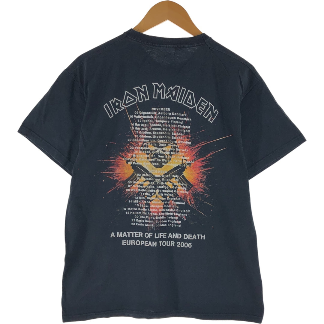 00's Fruit of the Loom IRON MAIDEN Skull Pattern Band T-shirt Band Tee Men's M size cotton black type Vintage Second Hand