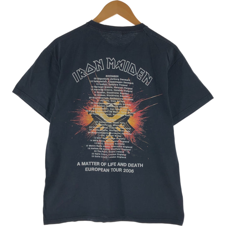 00's Fruit of the Loom IRON MAIDEN Skull Pattern Band T-shirt Band Tee Men's M size cotton black type Vintage Second Hand