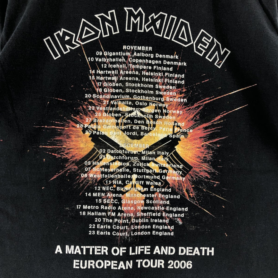 00's Fruit of the Loom IRON MAIDEN Skull Pattern Band T-shirt Band Tee Men's M size cotton black type Vintage Second Hand