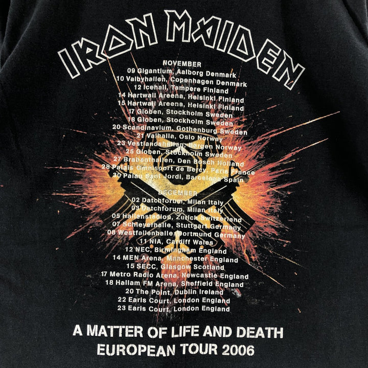 00's Fruit of the Loom IRON MAIDEN Skull Pattern Band T-shirt Band Tee Men's M size cotton black type Vintage Second Hand