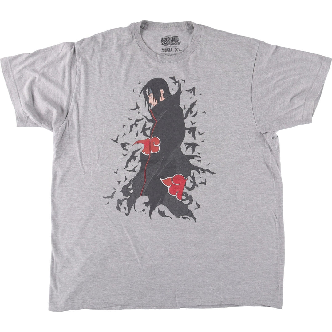 RIPPLE JUNCTION NARUTO SHIPPUDEN Naruto Shippuden Uchiha Itachi Anime Character Print T-Shirt Men's XL cotton gray type Vintage Second Hand