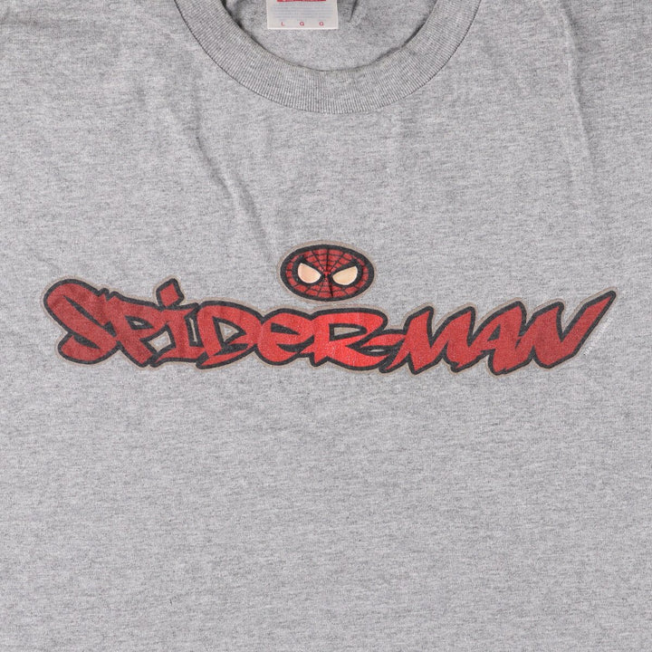 00'S ALSTYLE SPIDERMAN Anime Character Print T-Shirt Made in USA Men's L size cotton gray type Vintage Second Hand