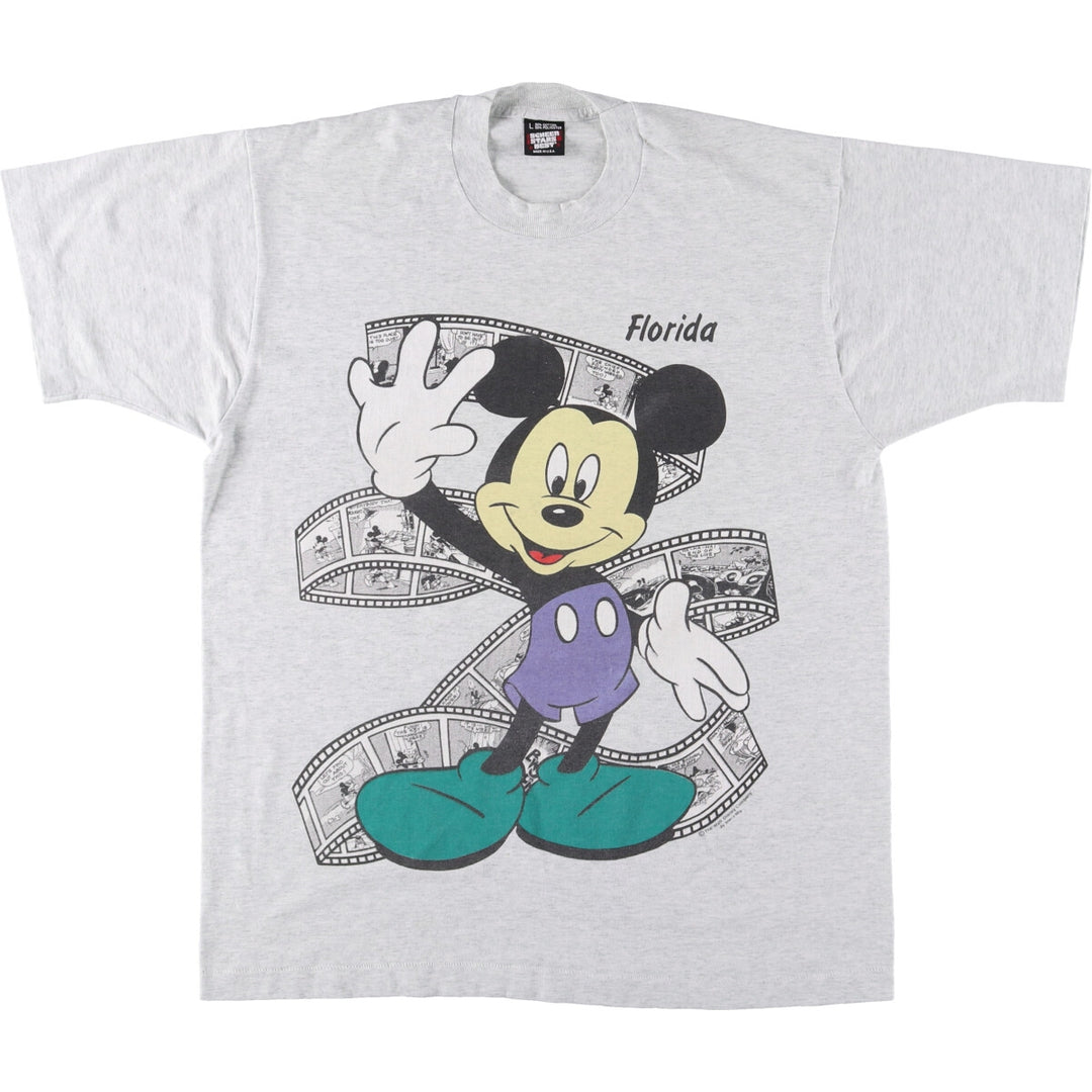 90'S Screen Stars MICKEY MOUSE Mickey Mouse character print T-shirt made in USA men's size L vintage cotton gray type Vintage Second Hand