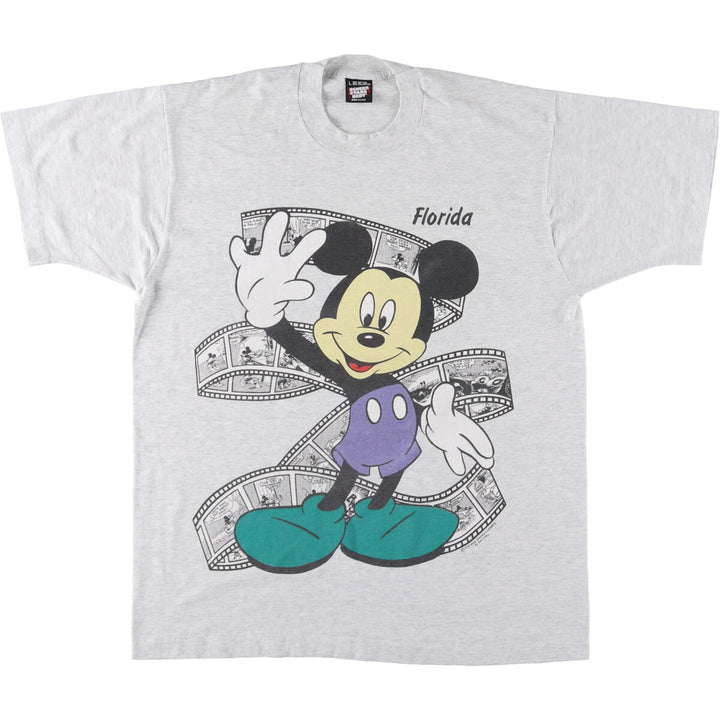 90'S Screen Stars MICKEY MOUSE Mickey Mouse character print T-shirt made in USA men's size L vintage cotton gray type Vintage Second Hand