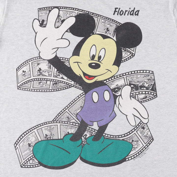 90'S Screen Stars MICKEY MOUSE Mickey Mouse character print T-shirt made in USA men's size L vintage cotton gray type Vintage Second Hand